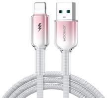 JOYROOM CRYSTAL-CLEAR adatkábel (USB - lightning, 3A, gyorstöltő, 120cm, cipőfűző) FEHÉR (166039)