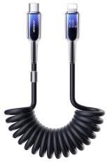 JOYROOM CRYSTAL CLEAR adatkábel (Type-C - lightning, 30W, 2A, PD gyorstöltő, 150cm, spirálkábel) FEK (164780)