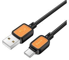 hoco. X108 adatkábel (USB - Type-C, 3A, gyorstöltő, 100cm) FEKETE (170245)