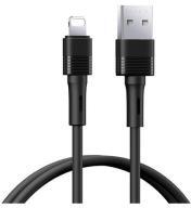 REMAX LEYA adatkábel (USB - lightning, 2.4A, gyorstöltő, 100cm) FEKETE (170649)