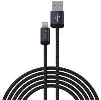 DEVIA GRACIOUS adatkábel (USB - lightning, 12W, gyorstöltő, 100cm, cipőfűző) FEKETE