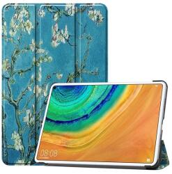 Gigapack Huawei MatePad Pro WIFI (MRX-W19) tok álló (aktív Flip, TRIFOLD asztali tartó funkció, virág minta) kék (GP-96832)