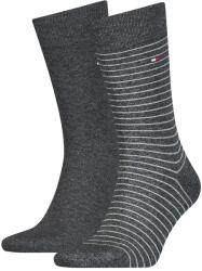 Tommy Hilfiger Tommy Hilfiger, Egyszínű és csíkos zokni szett - 2 pár, Szürke/Fehér, 43-46 (100001496-201-43-46)