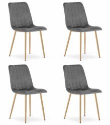  LAVA szék - sötétszürke bársony / fa színű lábak x 4