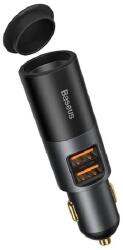 Baseus szivargyújtó adapter (elosztó, szivargyújtó+2 USB aljzat, 120W, PD gyorstöltő 3.0) SZÜRKE