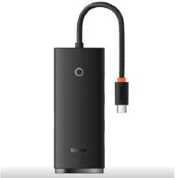 Baseus LITE Type-C HUB 4in1 (passzív, 4 USB+Type-C aljzat + Type-C kábel, 25cm) FEKETE