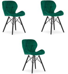  LAGO Bársonyfotel - zöld / fekete lábak x 3