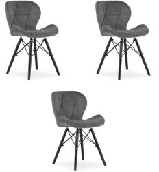 LAGO Bársonyszék - szürke / fekete lábak x 3