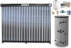 Fornello Sistem solar presurizat, panou Fornello 30 Tuburi Heat Pipe, boiler cu 2 serpentine si rezistenta electrica Eldom 300 litri cu montaj pe sol, pompa 25-60, controller, vas expansiune, antigel, supapa 1