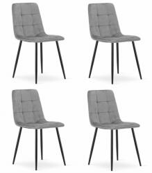  KARA szék - világos szürke bársony / fekete lábak x 4