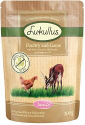Lukullus 34x300g Lukullus Naturkost Junior Szárnyas & vad gabonamentes nedves kutyatáp tasakban