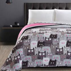 AmeliaHome Ágytakaró CATS INVASION szürke nyomott mikroszálas 170x210 DecoKing