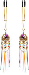 Rimba Bondage Play Nipple Clamps with Feathers Multicolor
