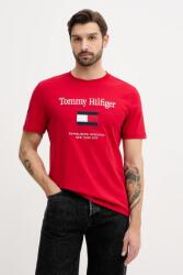 Tommy Hilfiger pamut póló piros, nyomott mintás, MW0MW42736 - piros XL