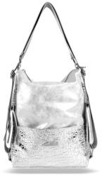 ZELLIA Női Válltáska/Hátizsáká Alakítható 22199 Ezüst - Monaco-Krokkó - (ZLK-22199-33309620)