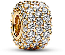 Pandora Moments Szikrázó pavé háromsoros sárga arany színű charm - 762820C01 (762820C01)