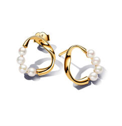 Pandora organikus formájú kör és kezelt édesvízi tenyésztett gyöngyök gombfülbevaló - 263276C01 (263276C01)