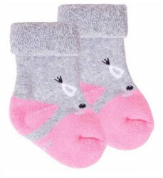  Yo! Baby frottír zokni 3-6 hó - szürke/rózsaszín maci
