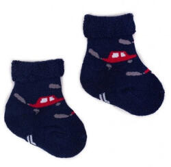  Yoclub frottír zokni 6-9 hó - sötétkék/piros autó