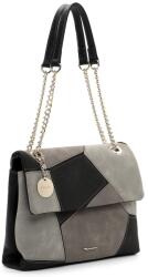 Tamaris GILDA szürke-fekete, mozaik hatású fedeles, láncos fogós divattáska 34053-100 - taskaweb