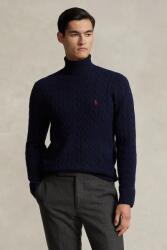 Ralph Lauren gyapjú pulóver könnyű, sötétkék, garbónyakú, 710876836 - sötétkék M