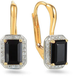 Heratis Forever Arany fülbevaló fekete achát kővel és gyémántokkal 0, 110 ct IZBR895NHR