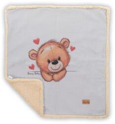  Waffle/sherpa téli babatakaró - Szürke maci