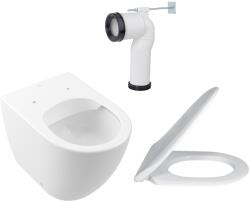 Villeroy & Boch Set vas WC rimless back-to-wall DirectFlush, Villeroy&Boch Subway 2.0, cu capac slim cu inchidere lenta si racord evacuare (5602R001+9M78S101+87110000)
