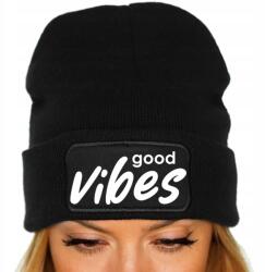  Női Téli Sapka Fekete Ősz Tél Vicces Divatos Nyomtatás Good Vibes (Czapka Czarna Zimowa Damska Nadruk)