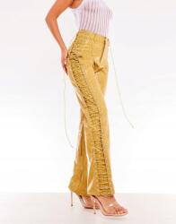 Prettylittlething Mustársárga Ökobőr Nadrág Megkötős Magas Derekú Prettylittlething 36