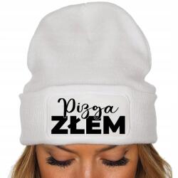  Női Téli Sapka Fehér Őszi Tél Vicces Divatos Nyomtatott Pizza Gonosz (Czapka Zimowa Pizga Złem Biała)