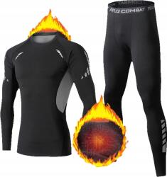 légáteresztő kényelmes termoaktív férfi fehérnemű téli szett fekete r. XL (bielizna termoaktywna 01)