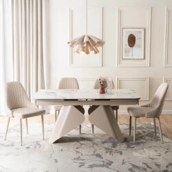  Bővíthető Étkezőasztal Fehér Márvány/Kasmír Színben. VERONA 160-240 cm (ME-ME-VERONA-B-KASZ-CER-S160-220)