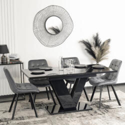  Bővíthető Étkezőasztal Magasfényű Fekete Színben. CLARK 120-160 cm (ME-PM-DUBAJ-CZ-PL-S)