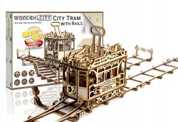 Wooden City 3D puzzle Fa Modell Villamos Sínek Építő Wooden. City (WR320)