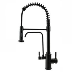 Welland Rialto-Max 3 utas / vízszűrős mosogató csaptelep - kihúzható zuhanyfej (fekete) (5613B)