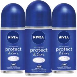 Nivea Protect & Care női izzadásgátló golyós dezodor 48H 3x50ml (5905930225972)