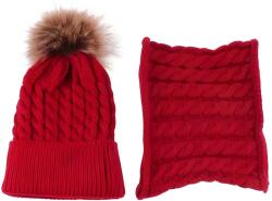 HARAHU Csősál és sapka gyerekeknek-Piros KP21521