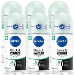 Nivea Black&White Invisible Fresh női izzadásgátló golyós dezodor 72 órás kiszerelésben, 6x50ml (737052249032)