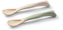 Babyono hajlítható szilikon etetőkanál - 2 db-os szett - bézs&zöld (532253)