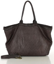 Marco Mazzini Bőr shopper természetes szőtt bőrből | sötétbarna