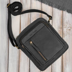 Paolo Peruzzi férfi vintage bőr válltáska | fekete