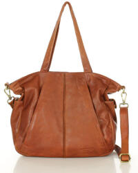 Marco Mazzini Puha bőr shopper táska | barna camel