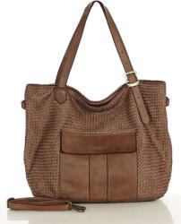 Marco Mazzini nagy szőtt bőr shopper táska | barna