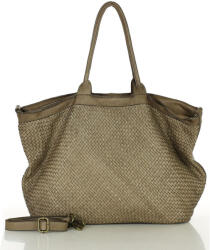 Marco Mazzini Bőr shopper természetes szőtt bőrből | bézs