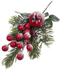 Téli pikk, havas piros bogyóval és almával, hossza kb. 24 cm