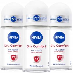 Nivea Dry Comfort női izzadásgátló golyós dezodor 72H 3x50ml (5905930226030)