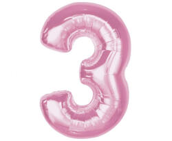  Rózsaszín 3-as Light Pink szám fólia lufi 92 cm