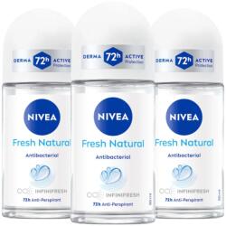 Nivea Fresh Natural izzadásgátló golyós dezodor nőknek Roll-On 72H 3x50ml (5906496606984)