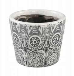  Textilomanie Kerek kerámia kaspó Beire 14 cm, szürke-fehér L